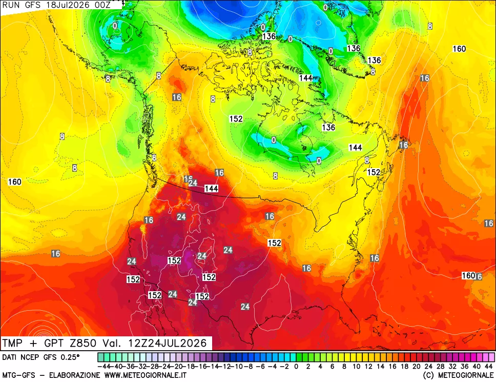 mappa 850 hPa Temp + GPT
