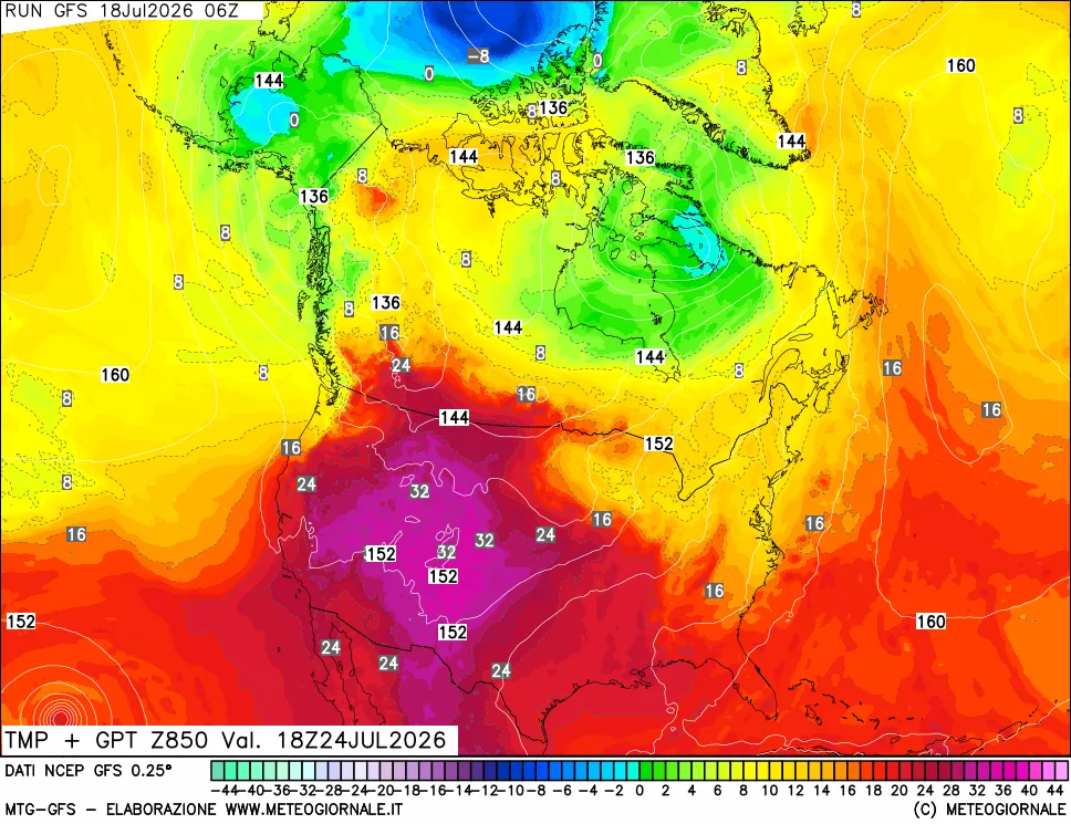mappa 850 hPa Temp + GPT