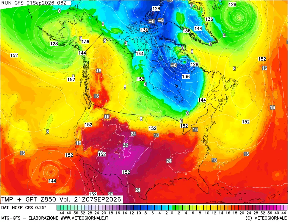 mappa 850 hPa Temp + GPT