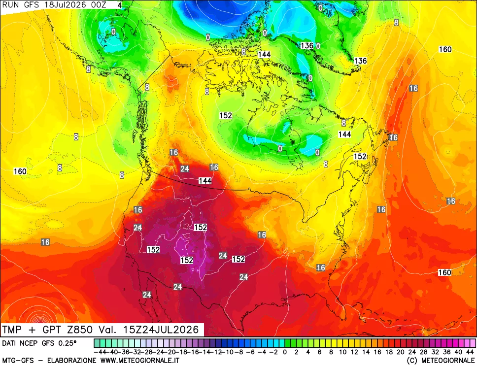 mappa 850 hPa Temp + GPT