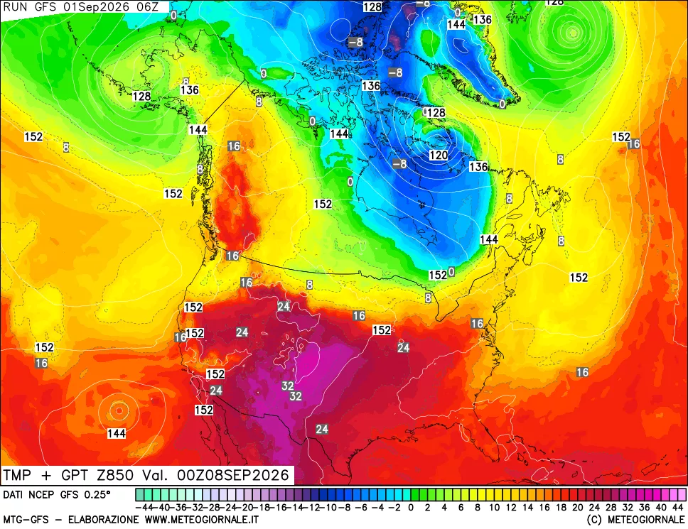 mappa 850 hPa Temp + GPT