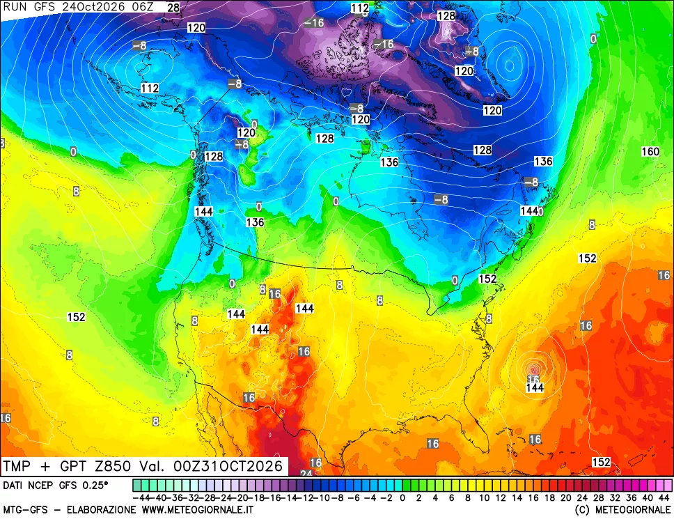 mappa 850 hPa Temp + GPT