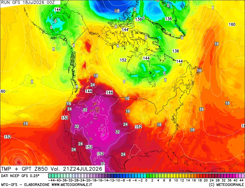 mappa 850 hPa Temp + GPT