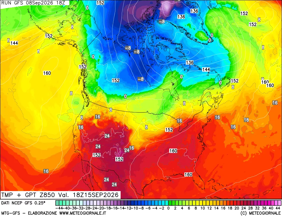mappa 850 hPa Temp + GPT