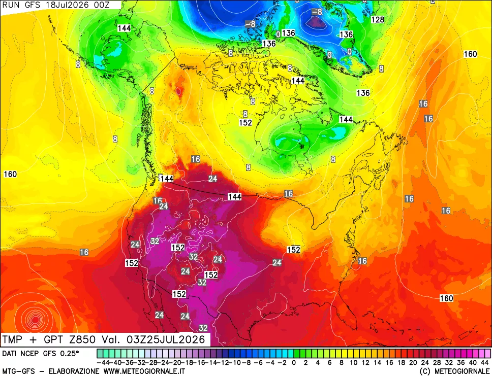 mappa 850 hPa Temp + GPT