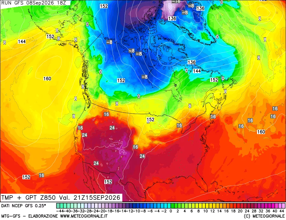 mappa 850 hPa Temp + GPT