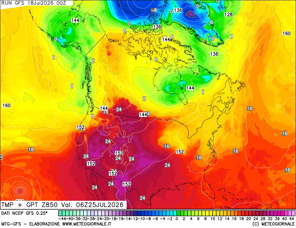 mappa 850 hPa Temp + GPT