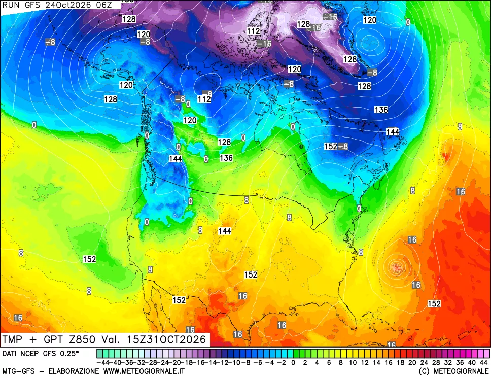 mappa 850 hPa Temp + GPT