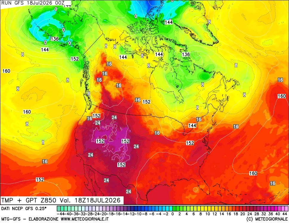 mappa 850 hPa Temp + GPT