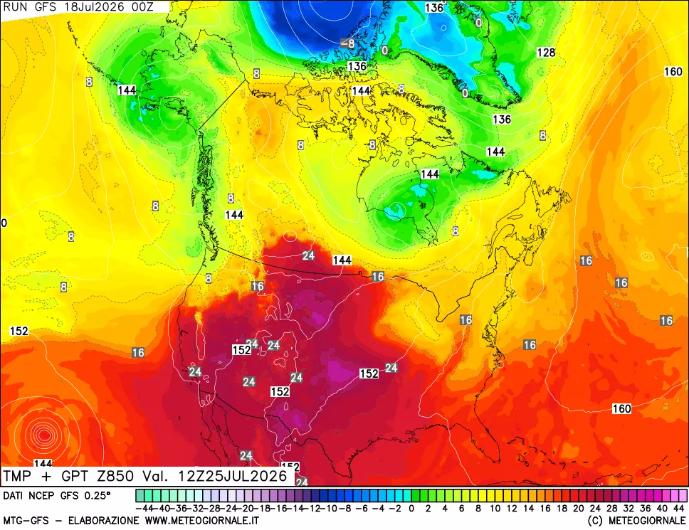 mappa 850 hPa Temp + GPT