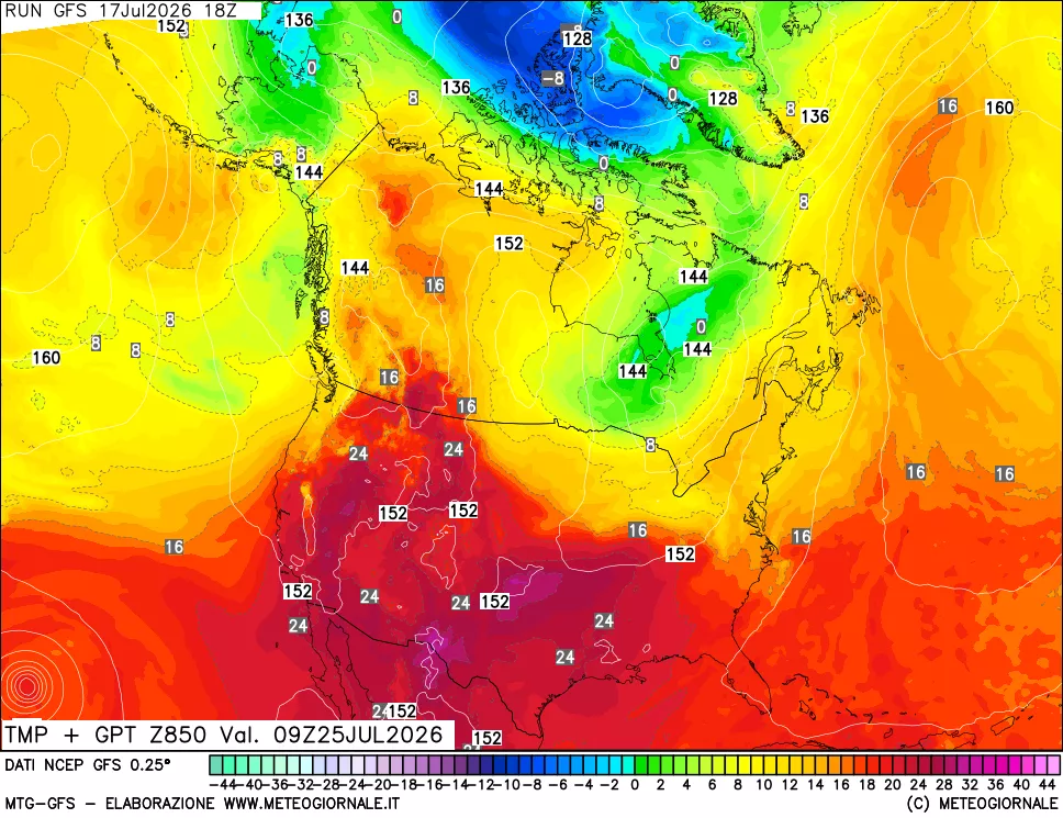 mappa 850 hPa Temp + GPT