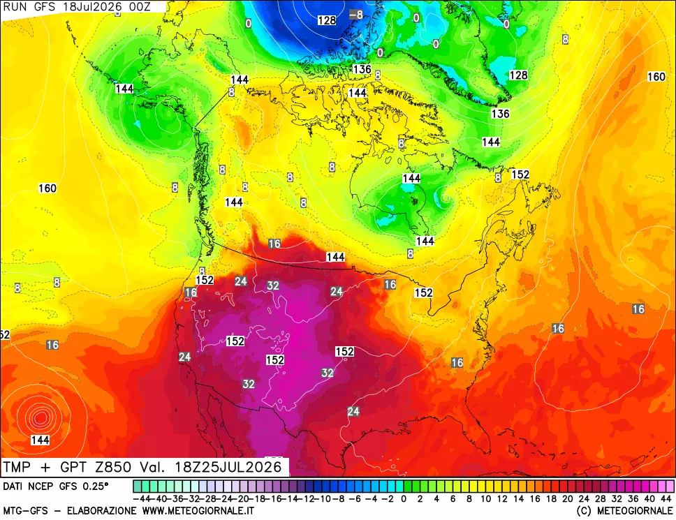 mappa 850 hPa Temp + GPT