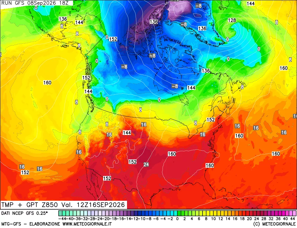 mappa 850 hPa Temp + GPT