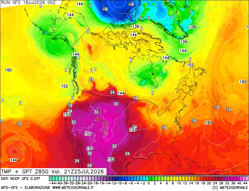 mappa 850 hPa Temp + GPT