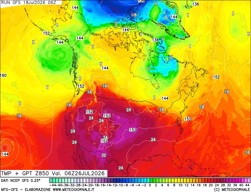 mappa 850 hPa Temp + GPT