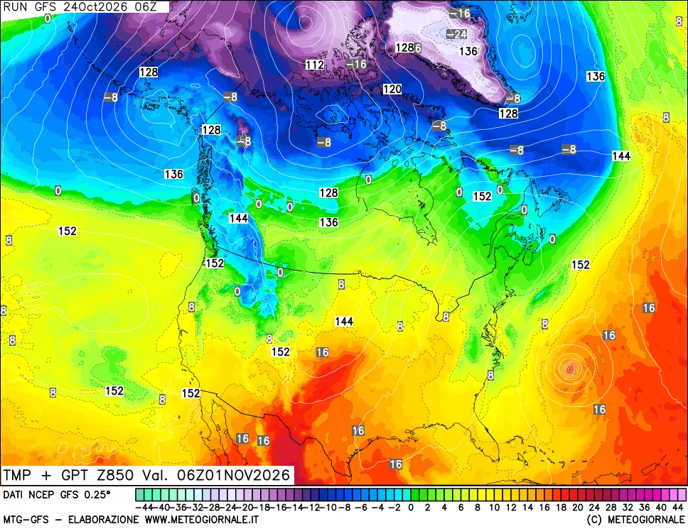 mappa 850 hPa Temp + GPT