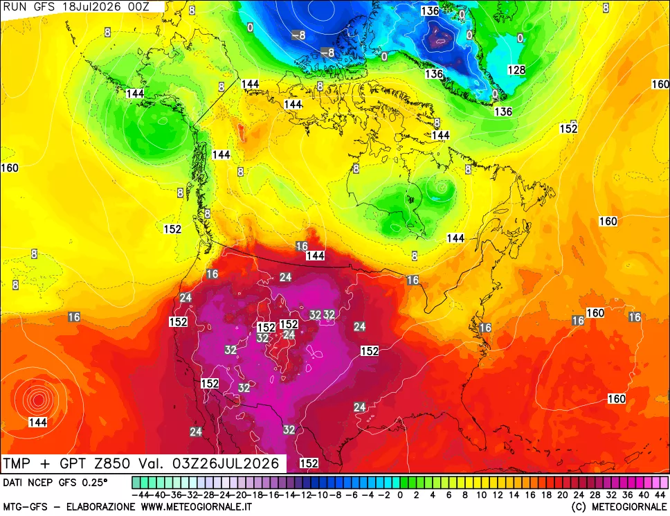 mappa 850 hPa Temp + GPT