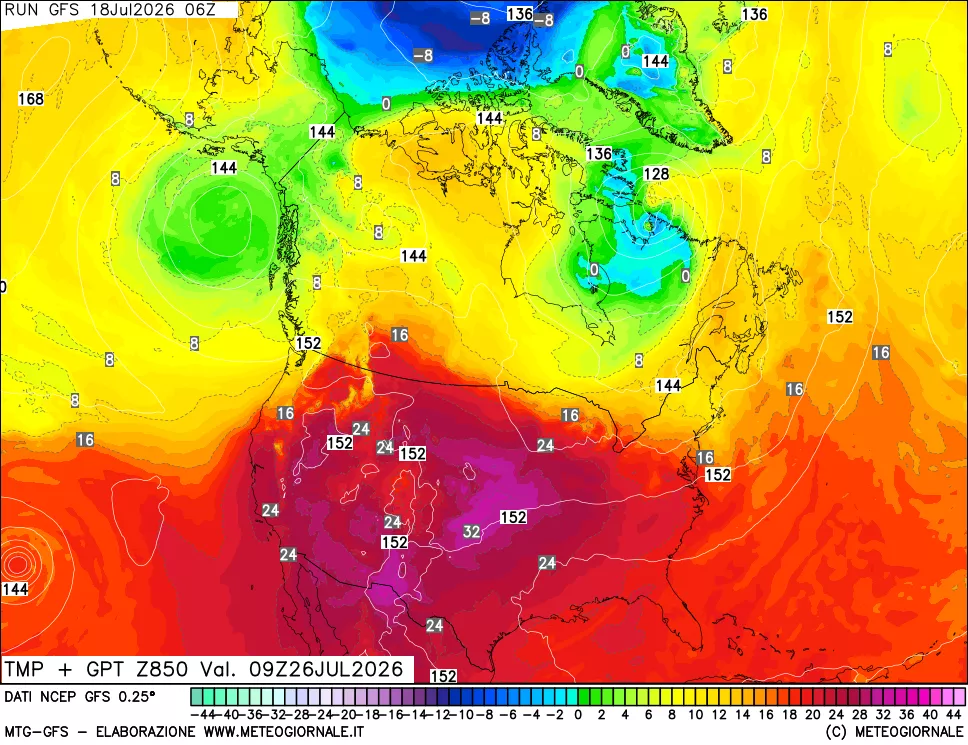 mappa 850 hPa Temp + GPT