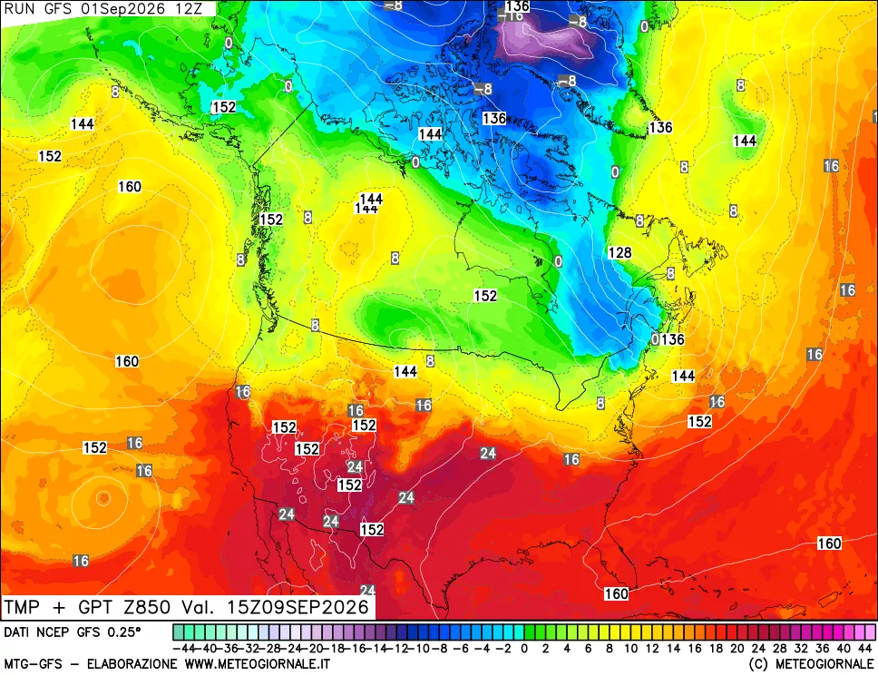 mappa 850 hPa Temp + GPT