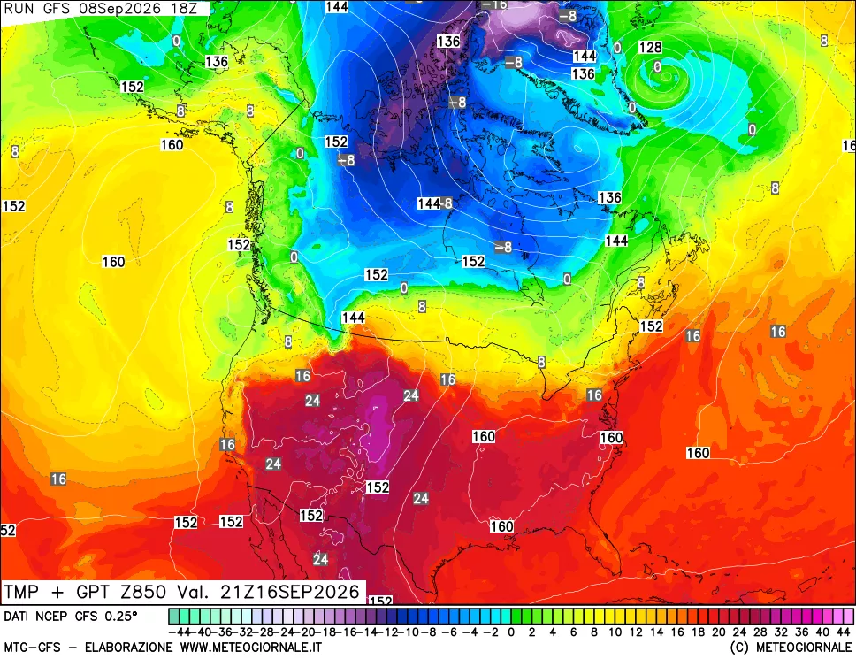 mappa 850 hPa Temp + GPT