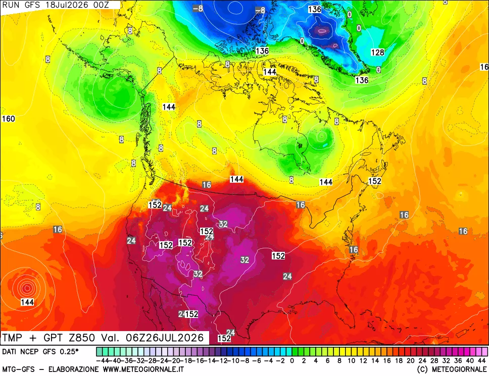 mappa 850 hPa Temp + GPT