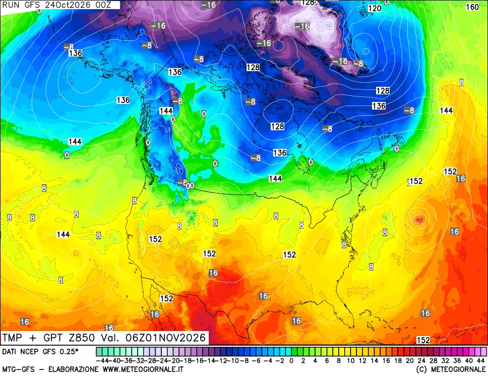 mappa 850 hPa Temp + GPT