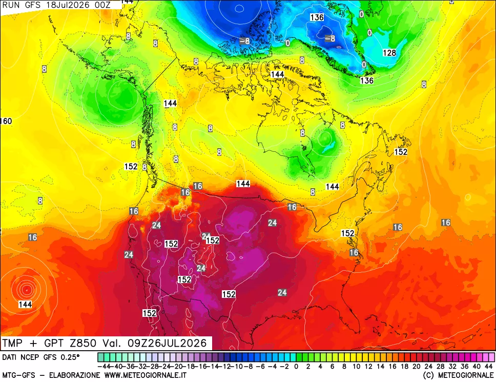 mappa 850 hPa Temp + GPT