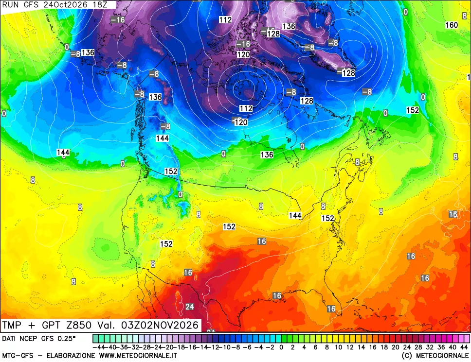 mappa 850 hPa Temp + GPT