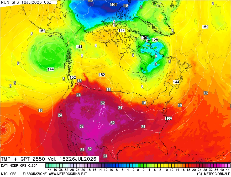 mappa 850 hPa Temp + GPT