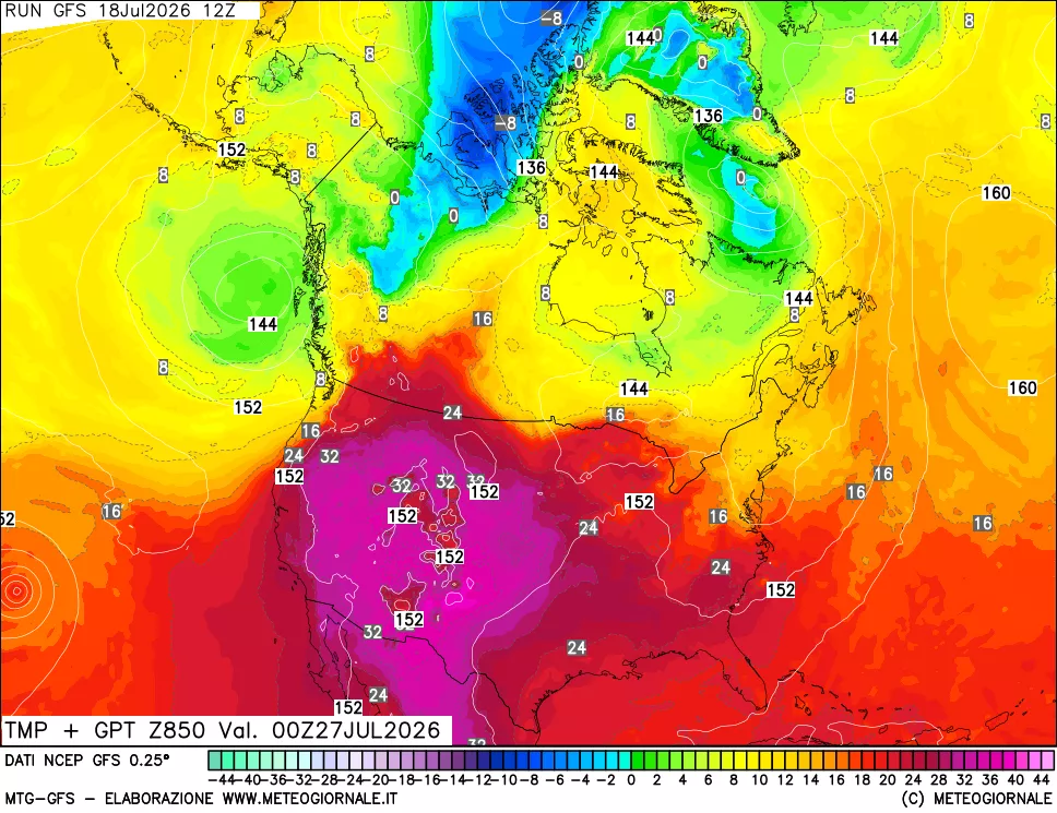 mappa 850 hPa Temp + GPT