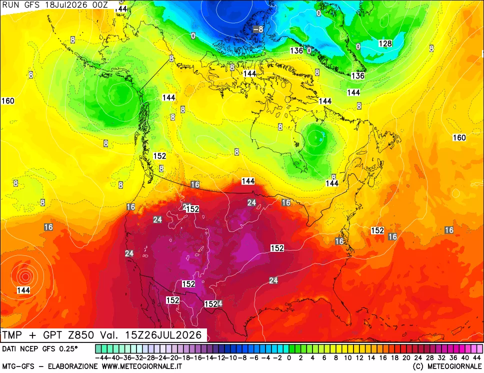 mappa 850 hPa Temp + GPT