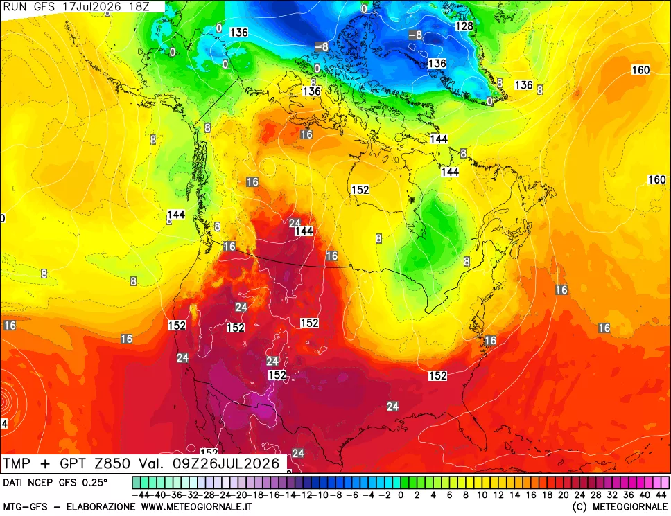 mappa 850 hPa Temp + GPT