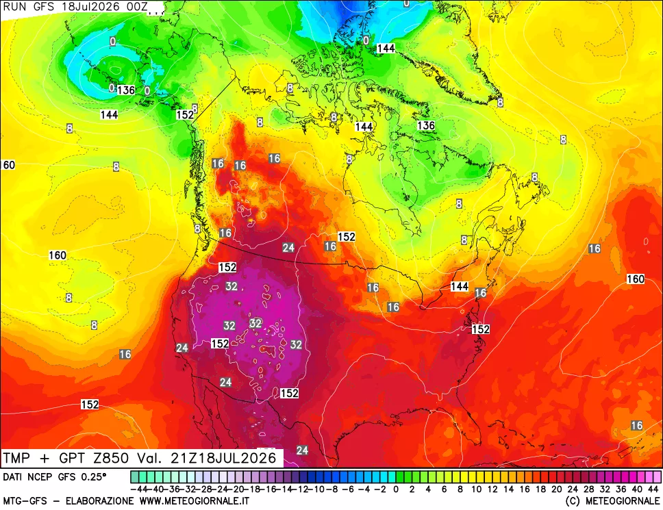 mappa 850 hPa Temp + GPT