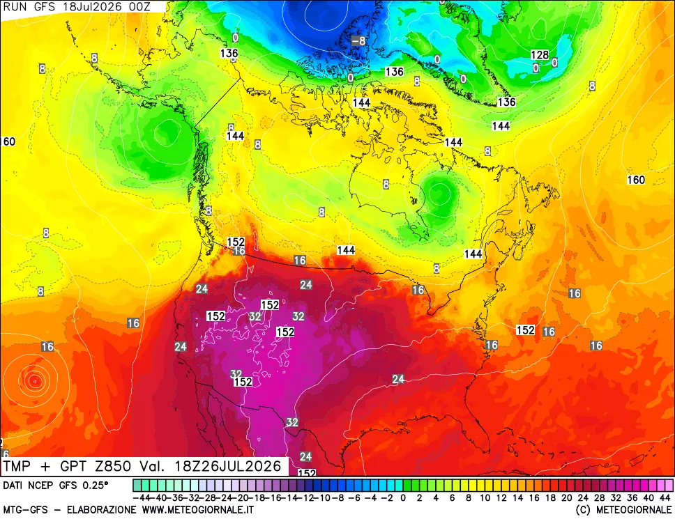 mappa 850 hPa Temp + GPT