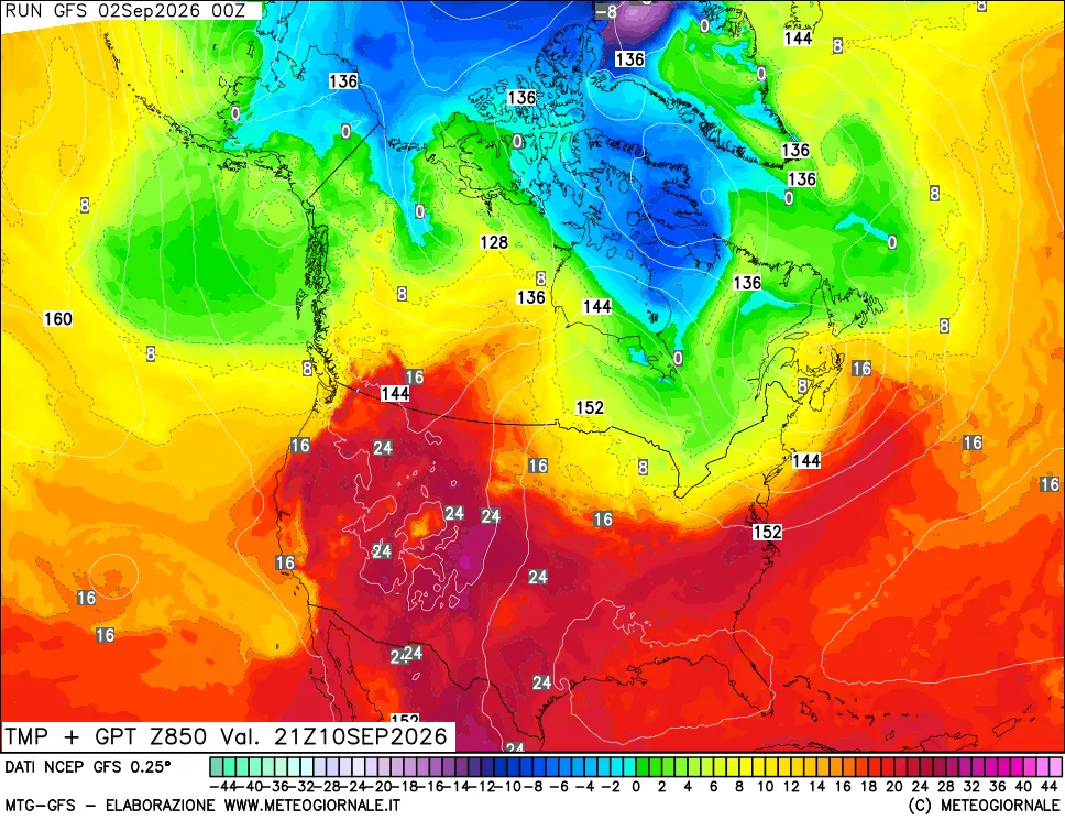 mappa 850 hPa Temp + GPT