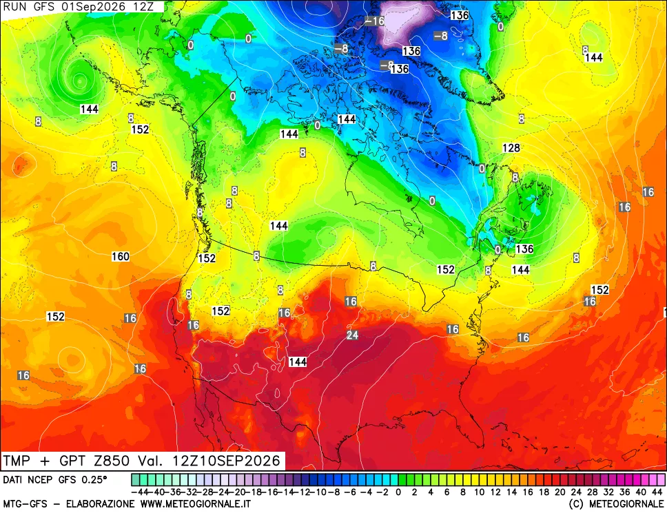 mappa 850 hPa Temp + GPT