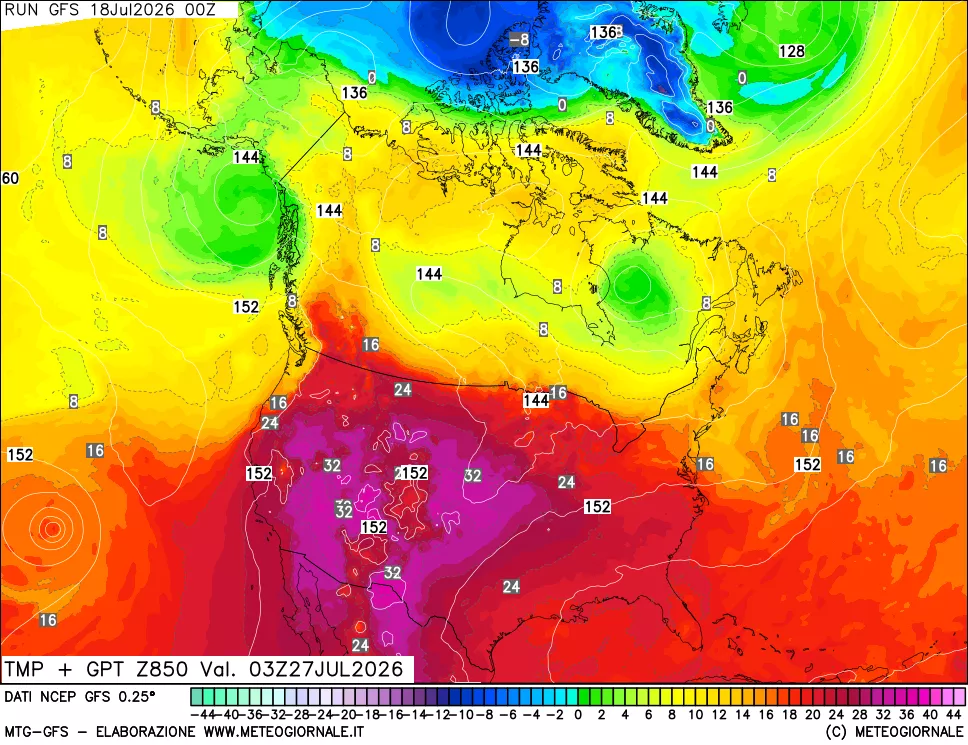 mappa 850 hPa Temp + GPT