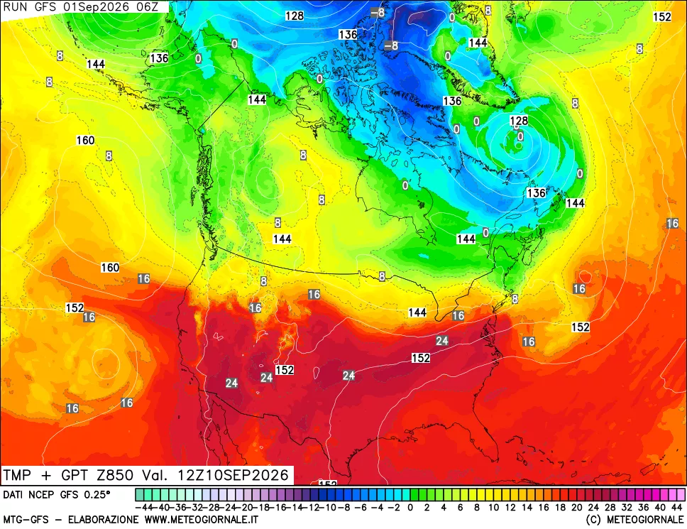 mappa 850 hPa Temp + GPT