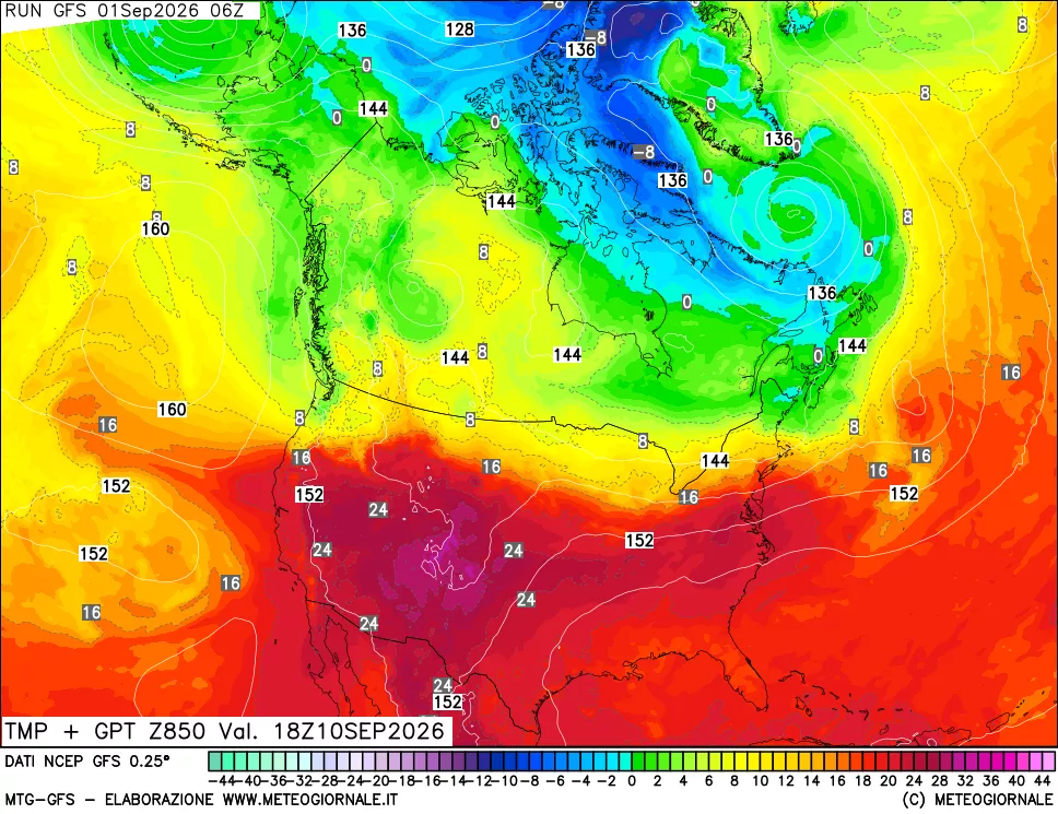 mappa 850 hPa Temp + GPT