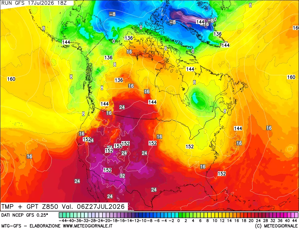mappa 850 hPa Temp + GPT
