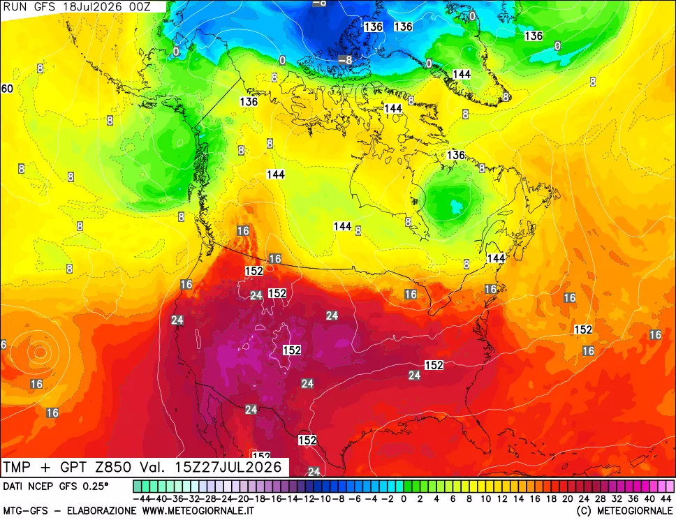 mappa 850 hPa Temp + GPT