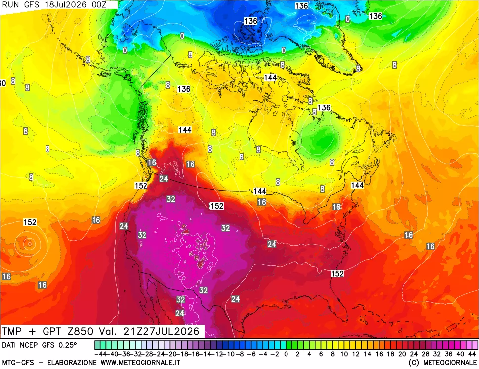 mappa 850 hPa Temp + GPT