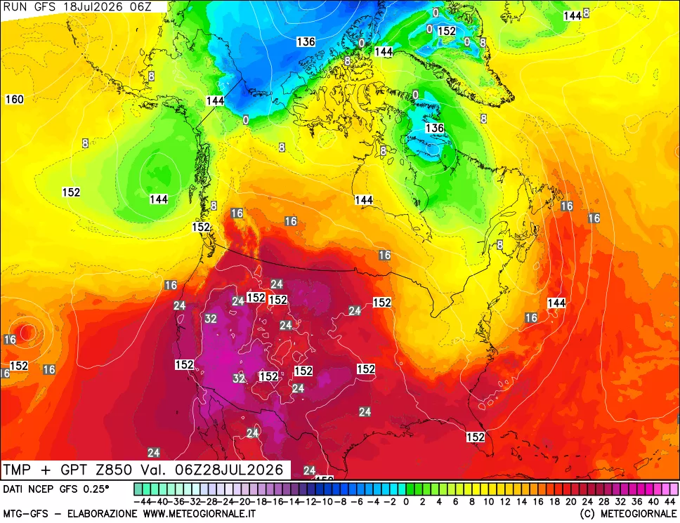 mappa 850 hPa Temp + GPT
