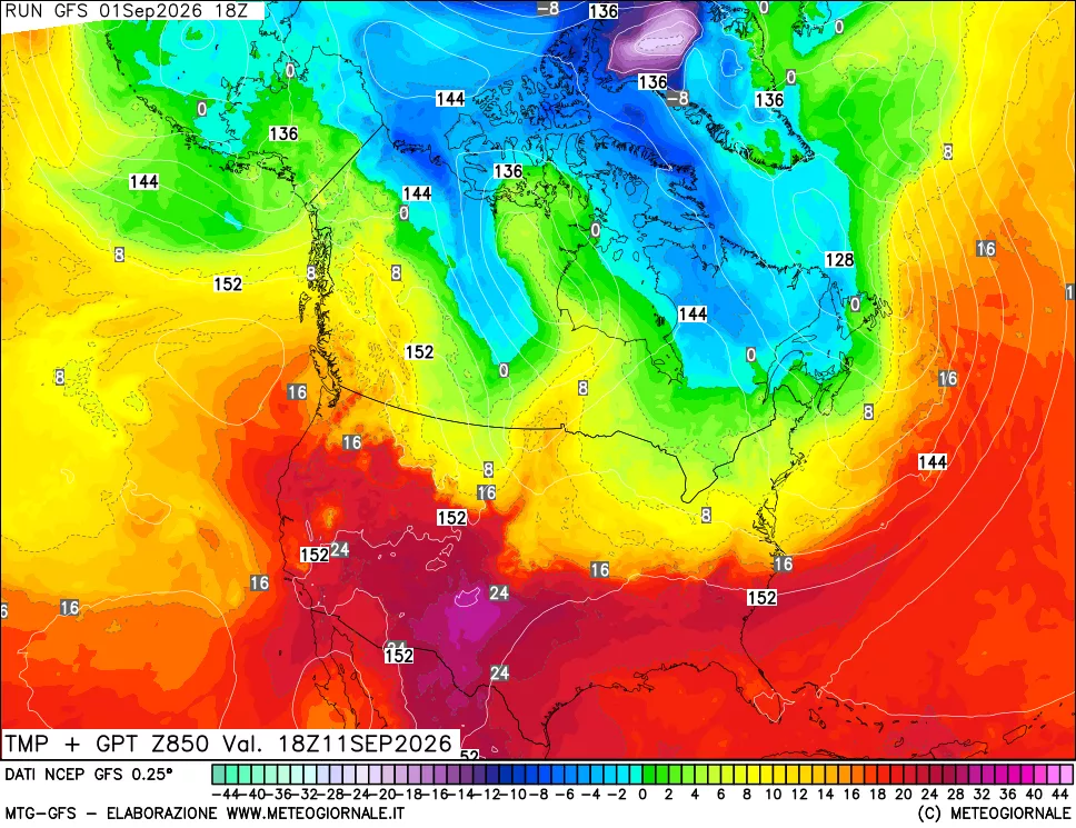 mappa 850 hPa Temp + GPT