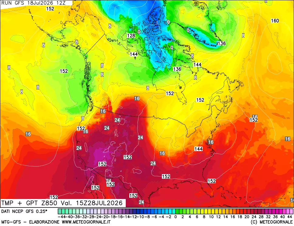 mappa 850 hPa Temp + GPT