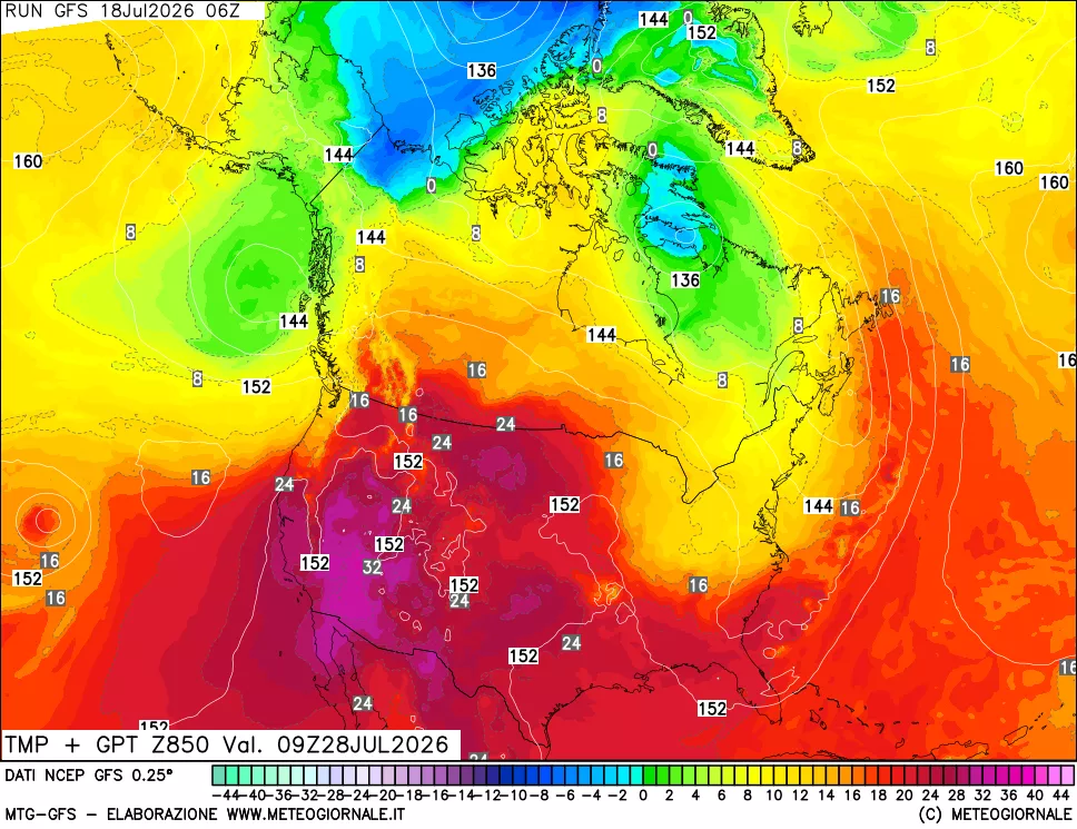 mappa 850 hPa Temp + GPT