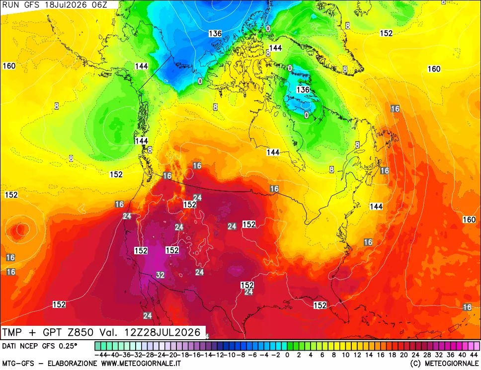 mappa 850 hPa Temp + GPT