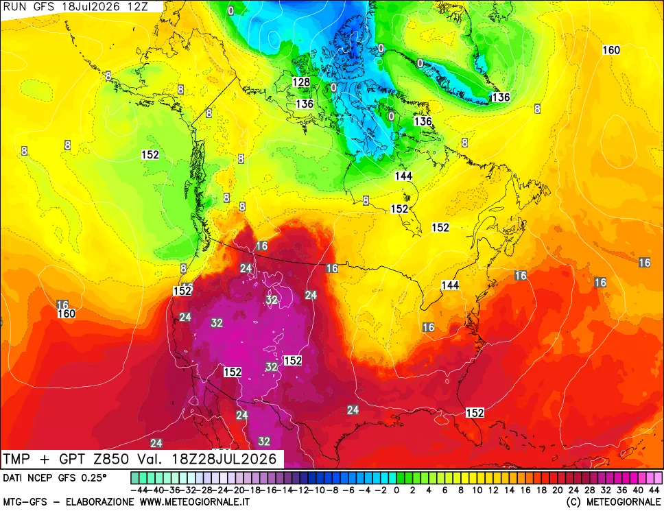 mappa 850 hPa Temp + GPT