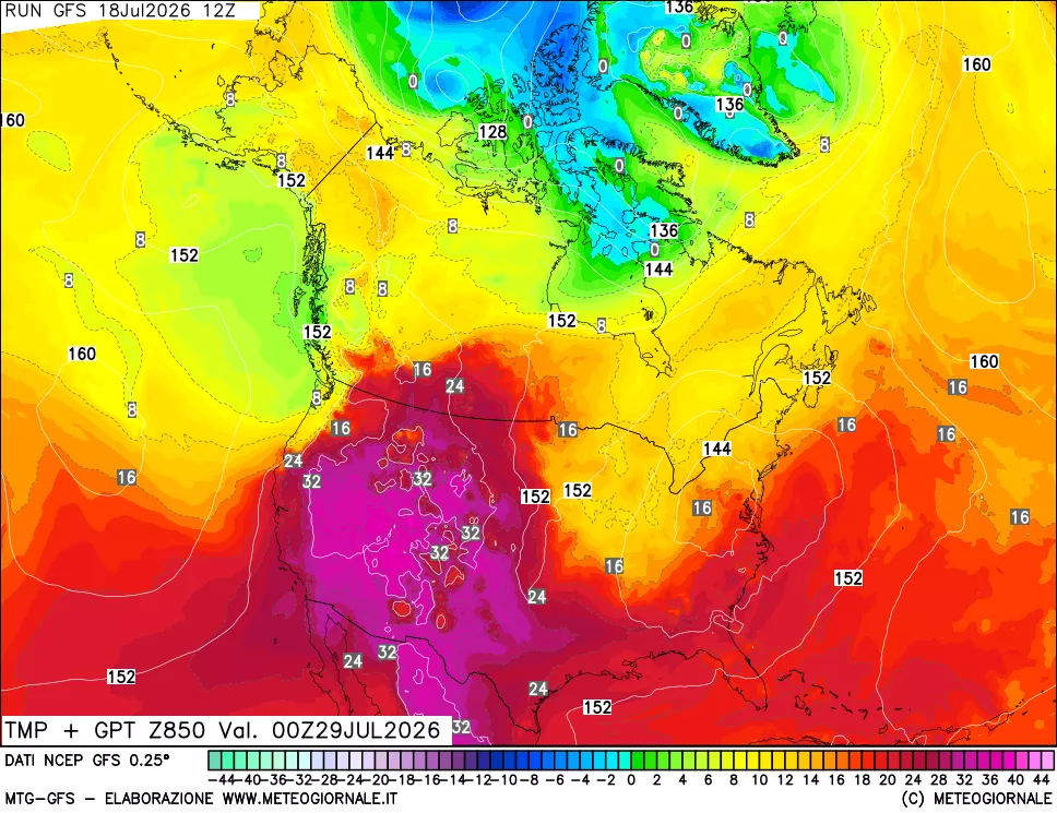 mappa 850 hPa Temp + GPT