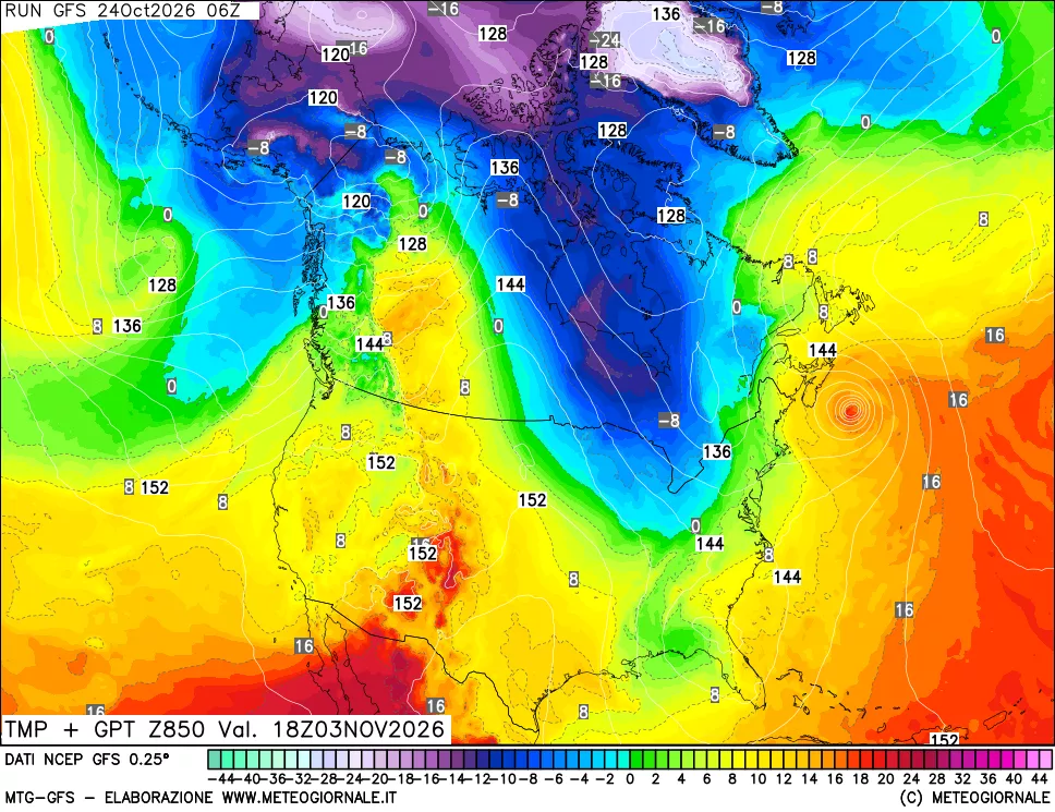 mappa 850 hPa Temp + GPT